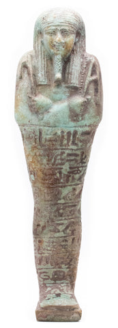 *Ancient Egypt 672-525 BC. 26th Dynasty Ushabti Of A Worker In Blue Green Glazed Faience With COA