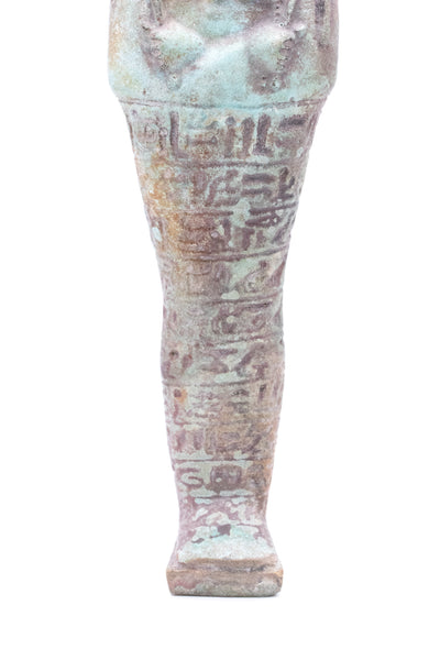 *Ancient Egypt 672-525 BC. 26th Dynasty Ushabti Of A Worker In Blue Green Glazed Faience With COA