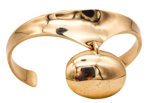 Ole Lynggaard Denmark Kinetic Drop Cuff Bracelet In Solid 14Kt Yellow Gold