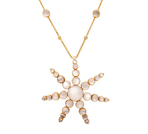 Rebecca Koven Starfish Pendant Necklace In 18Kt Gold With 72.36 Ctw In Diamonds And Moonstones