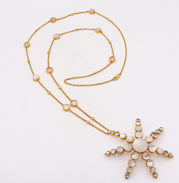 Rebecca Koven Starfish Pendant Necklace In 18Kt Gold With 72.36 Ctw In Diamonds And Moonstones