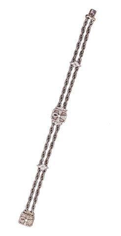 Cazzaniga Roma Ankh Stations Bracelet In 18Kt White Gold With Diamonds