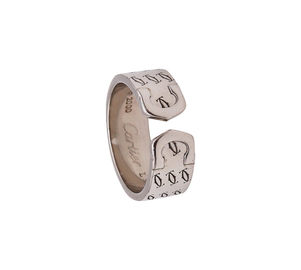 -Cartier Paris 2000 Millennial Double C Ring In Solid 18Kt White Gold