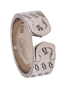 -Cartier Paris 2000 Millennial Double C Ring In Solid 18Kt White Gold