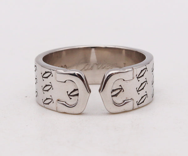 -Cartier Paris 2000 Millennial Double C Ring In Solid 18Kt White Gold