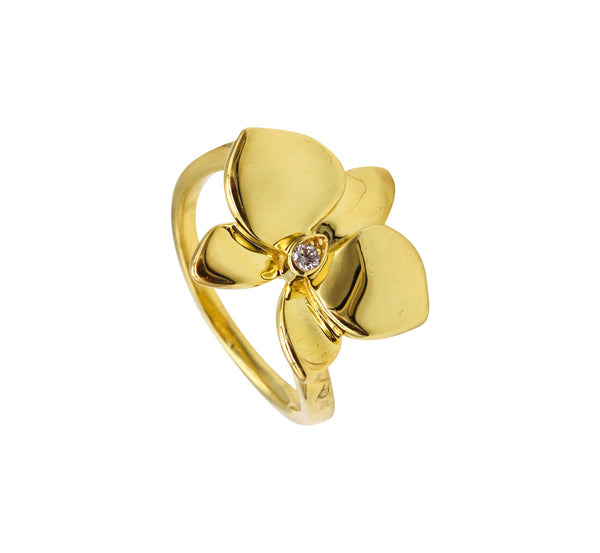 -Cartier Paris Caresse d'Orchidees Ring In 18Kt Yellow Gold With One Diamond