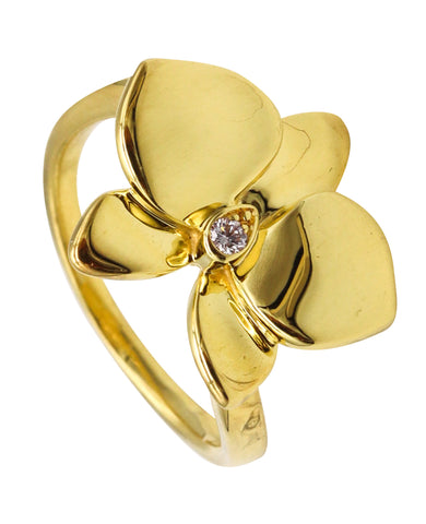 -Cartier Paris Caresse d'Orchidees Ring In 18Kt Yellow Gold With One Diamond