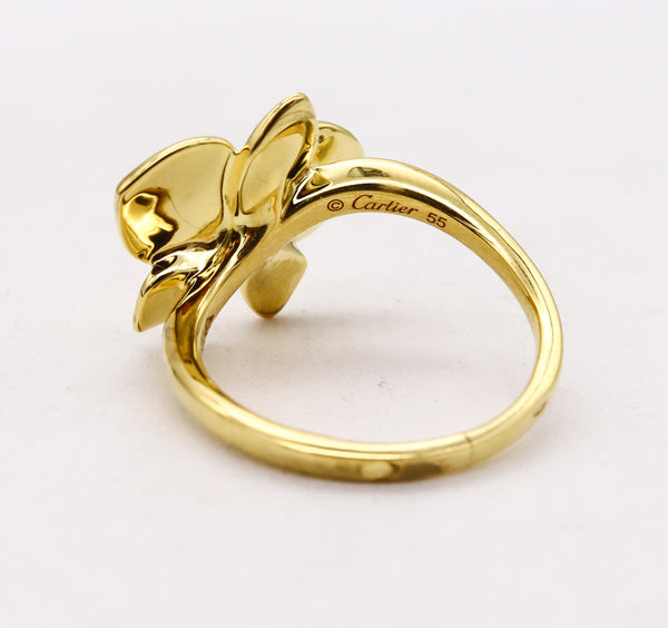 -Cartier Paris Caresse d'Orchidees Ring In 18Kt Yellow Gold With One Diamond
