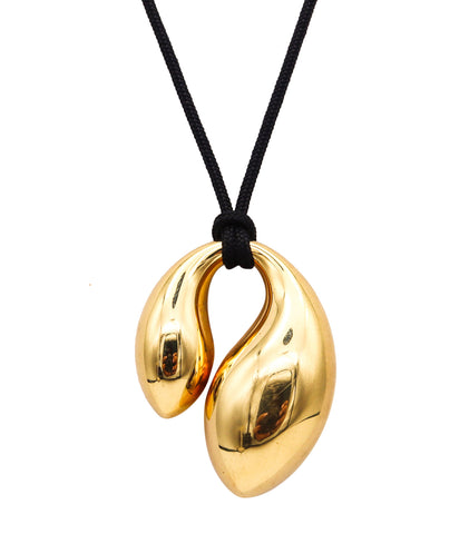 -Tiffany & Co. 1977 Elsa Peretti Double Teardrop Necklace in 18Kt Yellow Gold