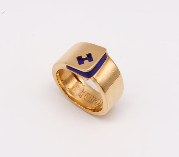 -Hermes Paris Candy H Ring In 18Kt Yellow Gold With Lapis Lazuli