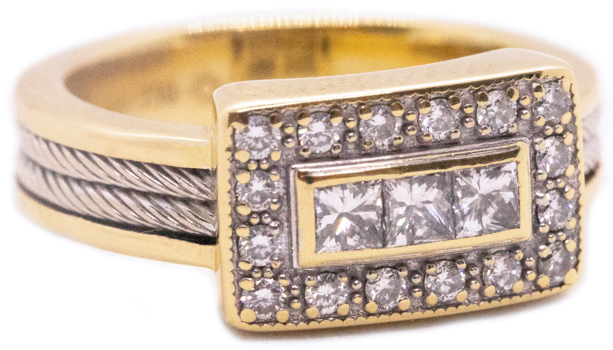 PHILLIPE CHARRIOL DIAMONDS 18 KT GOLD CABLE RING