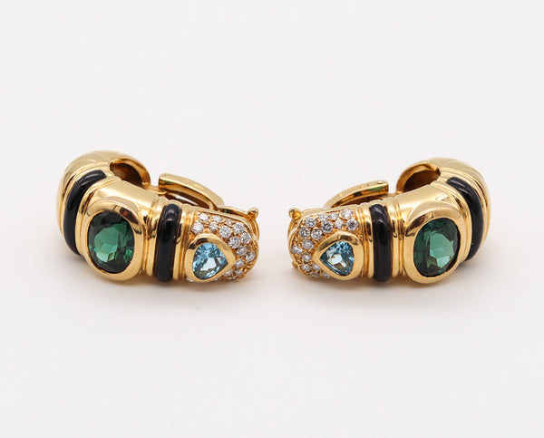 Marina B. Milan Earrings In 18Kt Yellow Gold With 8.23 Cts In Diamonds And Gemstones