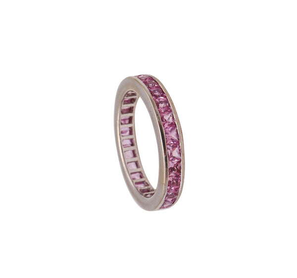 -Eternity Classic Ring Band In 18Kt White Gold With 2.70 Carats In Pink Sapphires