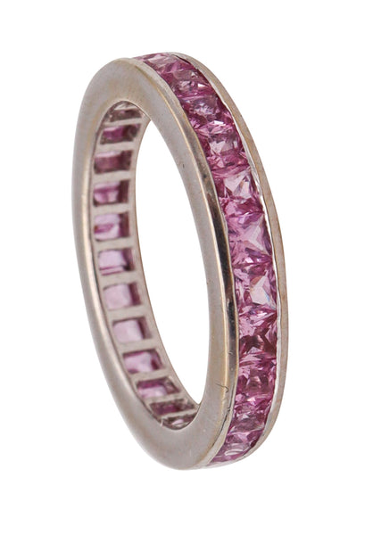 -Eternity Classic Ring Band In 18Kt White Gold With 2.70 Carats In Pink Sapphires