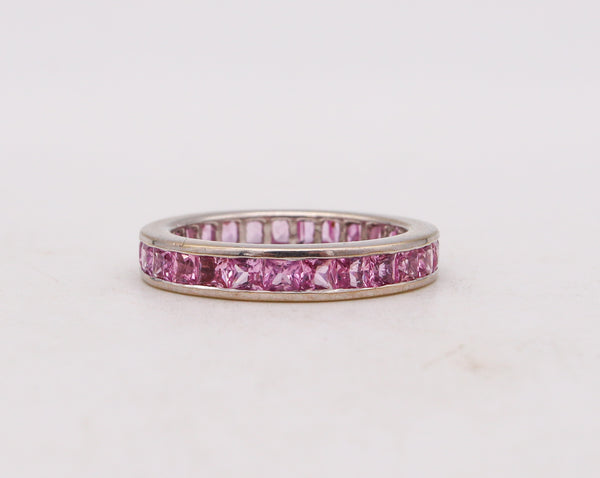 -Eternity Classic Ring Band In 18Kt White Gold With 2.70 Carats In Pink Sapphires