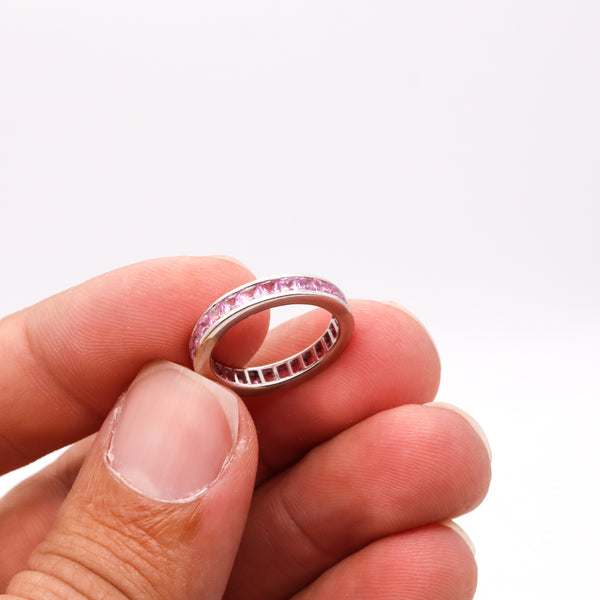 -Eternity Classic Ring Band In 18Kt White Gold With 2.70 Carats In Pink Sapphires