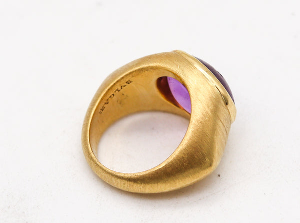 -Bvlgari Roman 1970 Intaglio Signet Ring In 20Kt And 18Kt Gold With Ancient Carved Amethyst