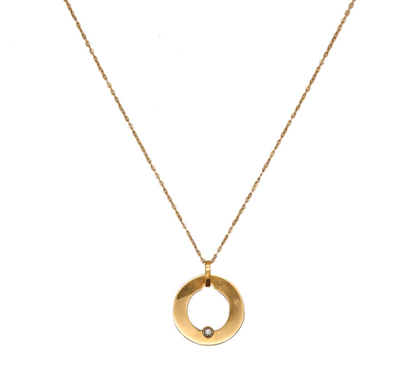 Dinh Van Paris Modernism Target Necklace Pendant In 18Kt Yellow Gold With Diamond