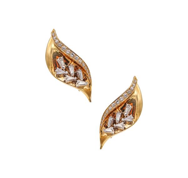 GUILLEMIN & SOULAINE Paris Convertible Earrings In 18Kt Gold Platinum And Diamonds