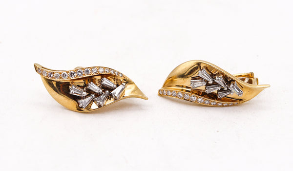 GUILLEMIN & SOULAINE Paris Convertible Earrings In 18Kt Gold Platinum And Diamonds
