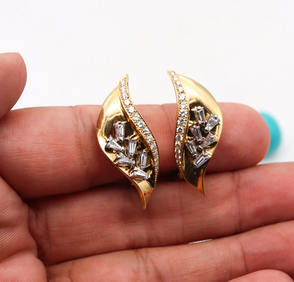 GUILLEMIN & SOULAINE Paris Convertible Earrings In 18Kt Gold Platinum And Diamonds