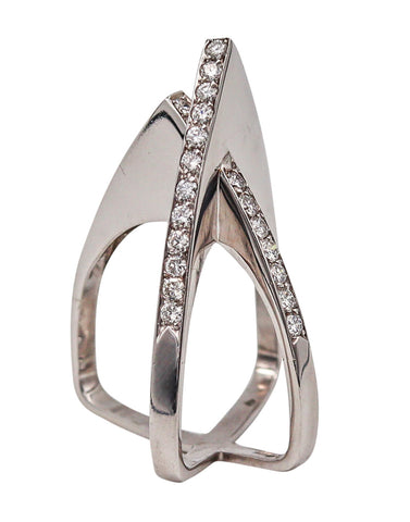 H. Stern Three Dimensional Geometric Cocktail Ring In 18Kt White Gold With 1.05 Ctw Diamonds