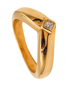 Cartier Paris Contemporary V Shaped Ring In 18Kt Yellow Gold With VS Diamond