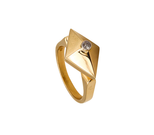 -Aletto Brothers Stackable Medium Rhomboid Ring In 18Kt Yellow Gold With Diamond