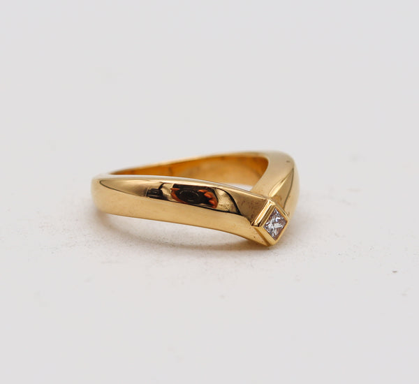 Cartier Paris Contemporary V Shaped Ring In 18Kt Yellow Gold With VS Diamond