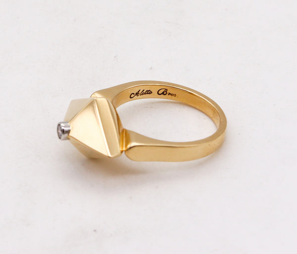 -Aletto Brothers Stackable Medium Rhomboid Ring In 18Kt Yellow Gold With Diamond