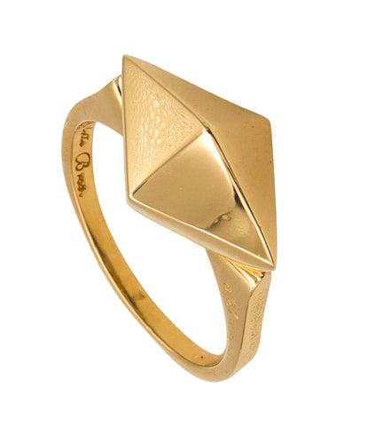 -Aletto Brothers Stackable Medium Rhomboid Geometric Ring In 18Kt Yellow Gold