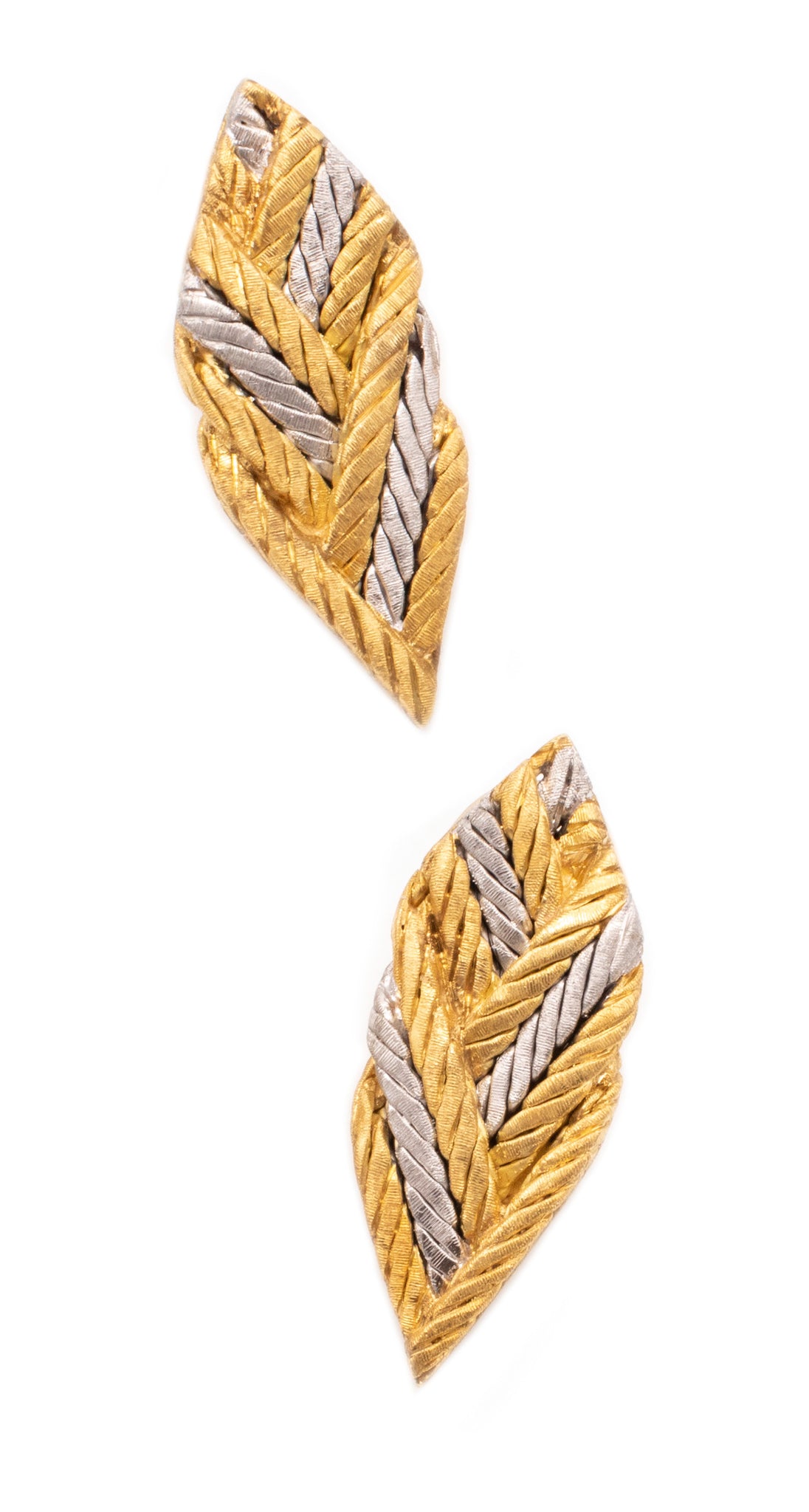 Buccellati Gianmaria Milano 18Kt Gold And Platinum Textured Earrings