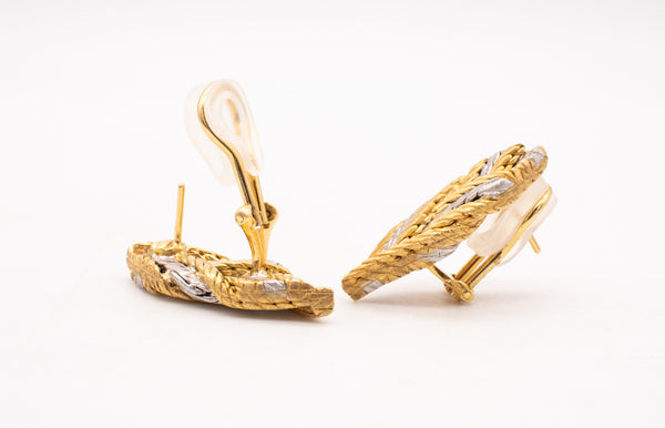 Buccellati Gianmaria Milano 18Kt Gold And Platinum Textured Earrings