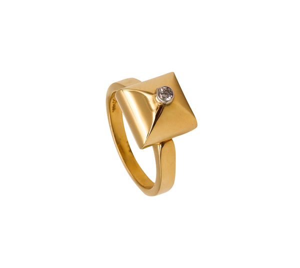 -Aletto Brothers Stackable Small Pyramide Ring In 18Kt Yellow Gold With Diamond