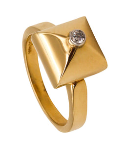 -Aletto Brothers Stackable Small Pyramide Ring In 18Kt Yellow Gold With Diamond