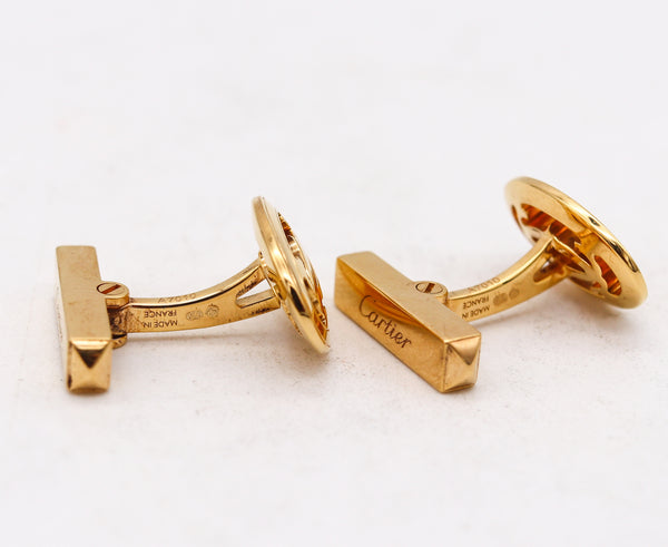 Cartier Paris Double C De Cartier Geometric Cufflinks In Solid 18 Kt Yellow Gold
