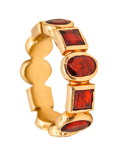 Eternity Band Ring In 14Kt Yellow Gold With 2.82 Cts In Mixed Cuts Red Garnets