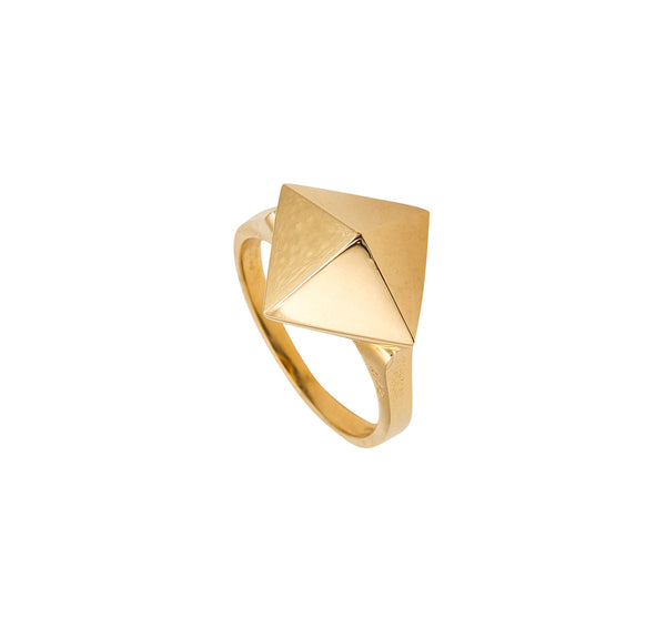 -Aletto Brothers Stackable Small Triangular Geometric Ring In 18Kt Yellow Gold