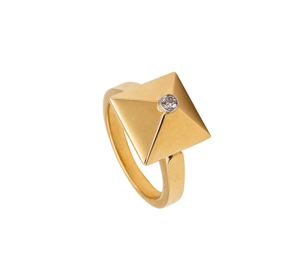 -Aletto Brothers Stackable Medium Pyramide Ring In 18Kt Yellow Gold With Diamond