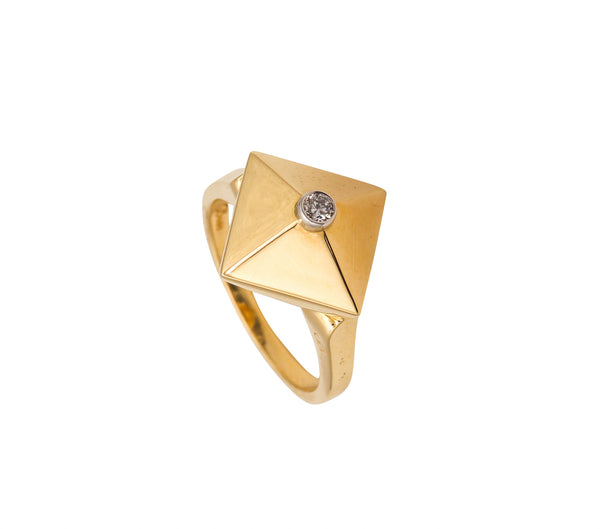 -Aletto Brothers Stackable Small Triangular Ring In 18Kt Yellow Gold With Diamond