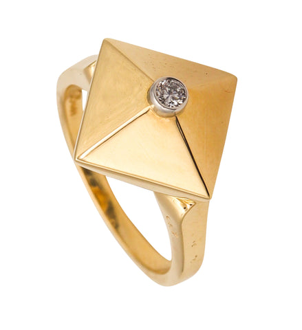 -Aletto Brothers Stackable Small Triangular Ring In 18Kt Yellow Gold With Diamond