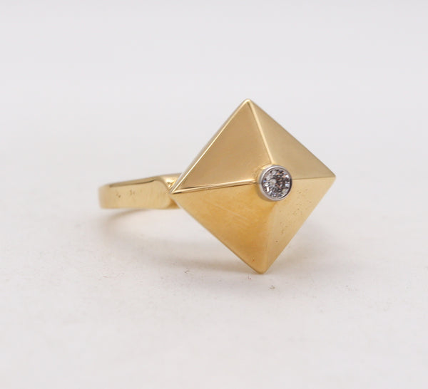 -Aletto Brothers Stackable Small Triangular Ring In 18Kt Yellow Gold With Diamond