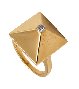 -Aletto Brothers Stackable Large Pyramide Ring In 18Kt Yellow Gold With Diamond