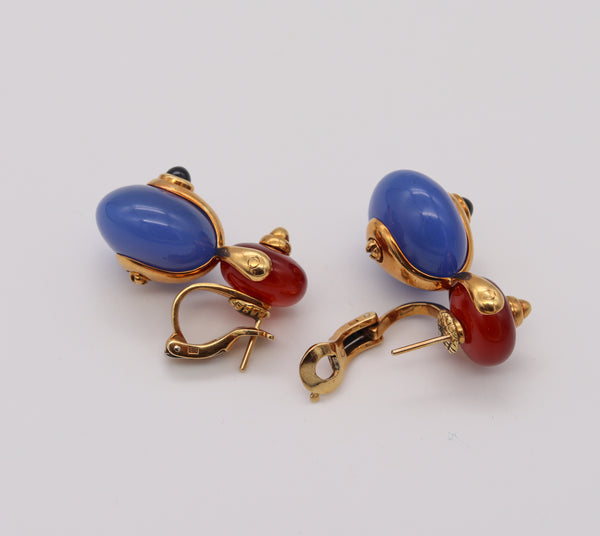 Marina B. Milan Gem Set Interchangeable Cardan Earrings In 18Kt Yellow Gold With Gemstones