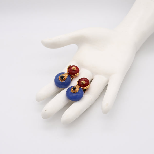 Marina B. Milan Gem Set Interchangeable Cardan Earrings In 18Kt Yellow Gold With Gemstones