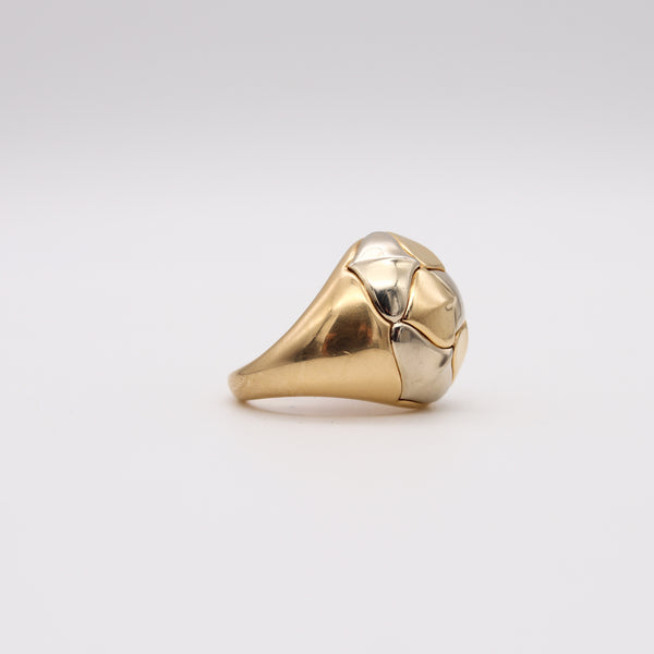 *Bvlgari Roma Vintage Lotus Domed cocktail Ring in two tones of 18 kt Gold