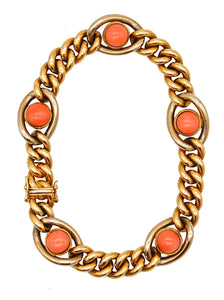 Carlo Weingrill Verona 1960 Stations Links Bracelet In 18Kt Yellow Gold With Coral