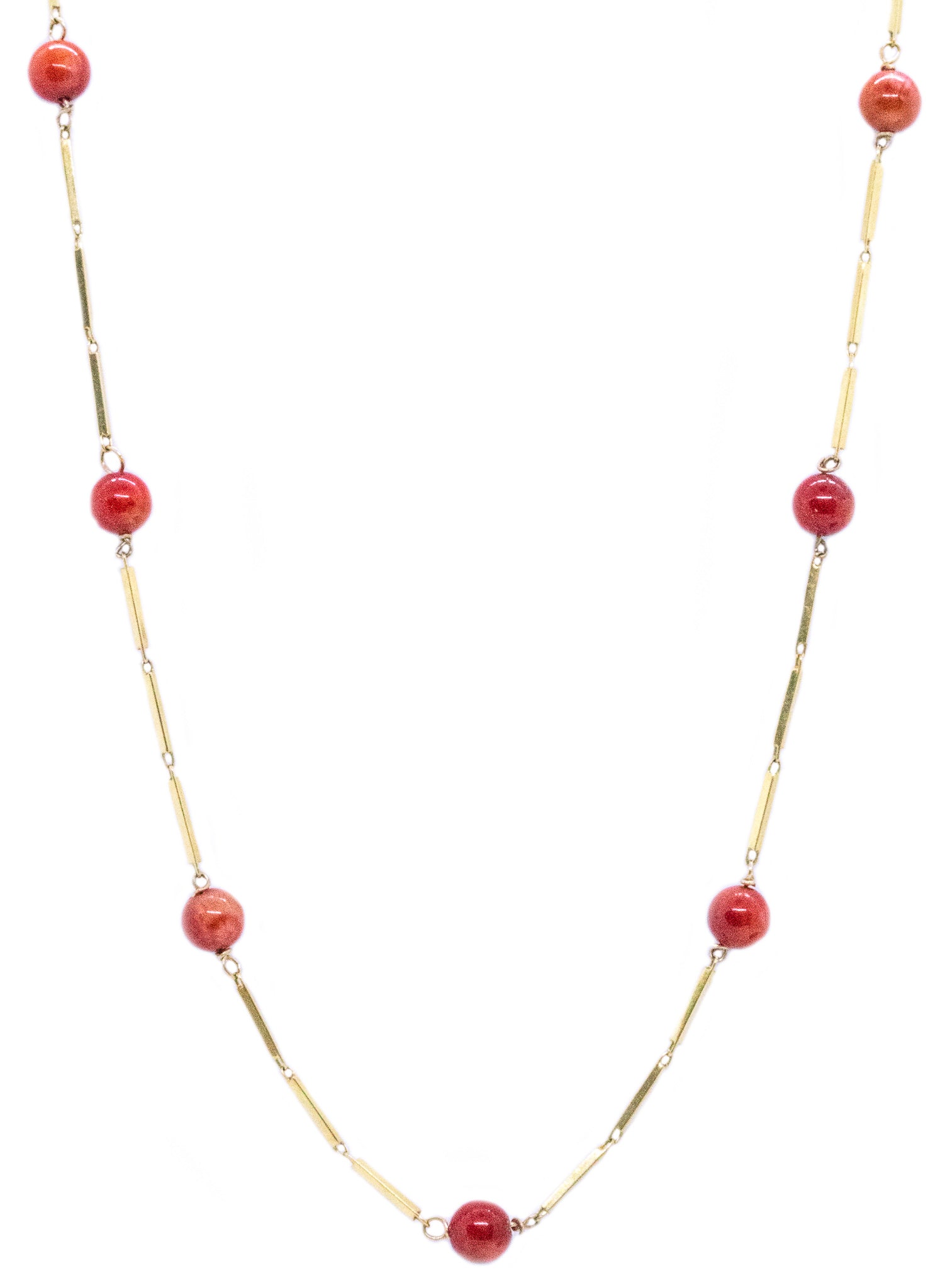 ITALIAN BLOOD RED CORAL 18 KT GOLD NECKLACE