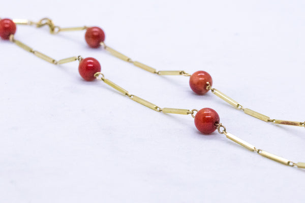 ITALIAN BLOOD RED CORAL 18 KT GOLD NECKLACE