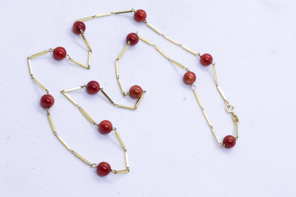 ITALIAN BLOOD RED CORAL 18 KT GOLD NECKLACE